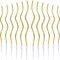 BBTO 12 Pcs Twisty Birthday Candles Spiral Metallic Cake Cupcake Candles Long Thin Coil Cake Candles with Holders for Birthday Wedding Party(Gold)